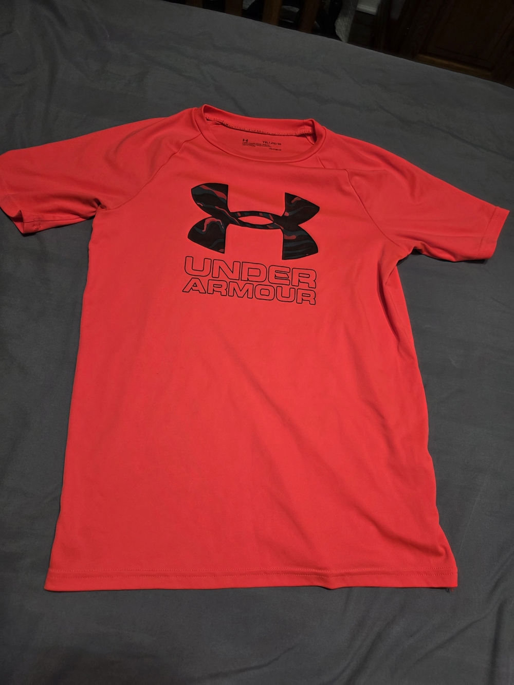 Under Armour Red Short Sleeve Logo Tee with Black Graphic
